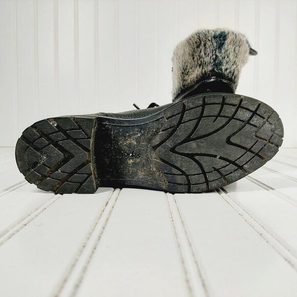 Clarks Black Polished Leather Fur Lined Boots H 704 - Picture 10 of 11